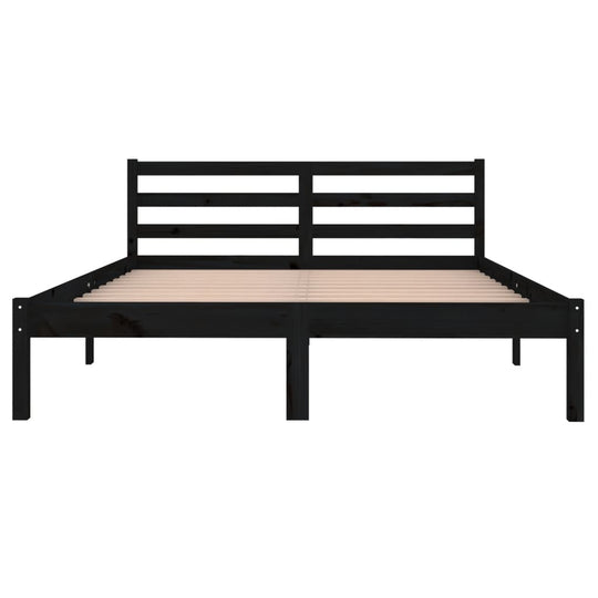 Bed Frame without Mattress Solid Wood Pine 140x200cm Black