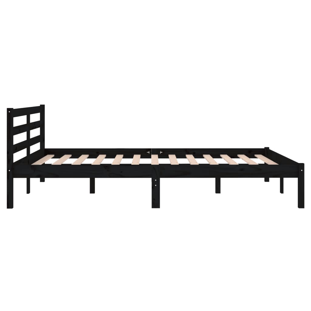 Bed Frame without Mattress Solid Wood Pine 140x200cm Black