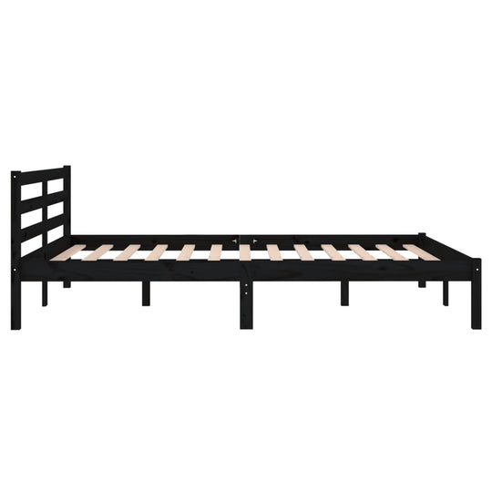 Bed Frame without Mattress Solid Wood Pine 140x200cm Black