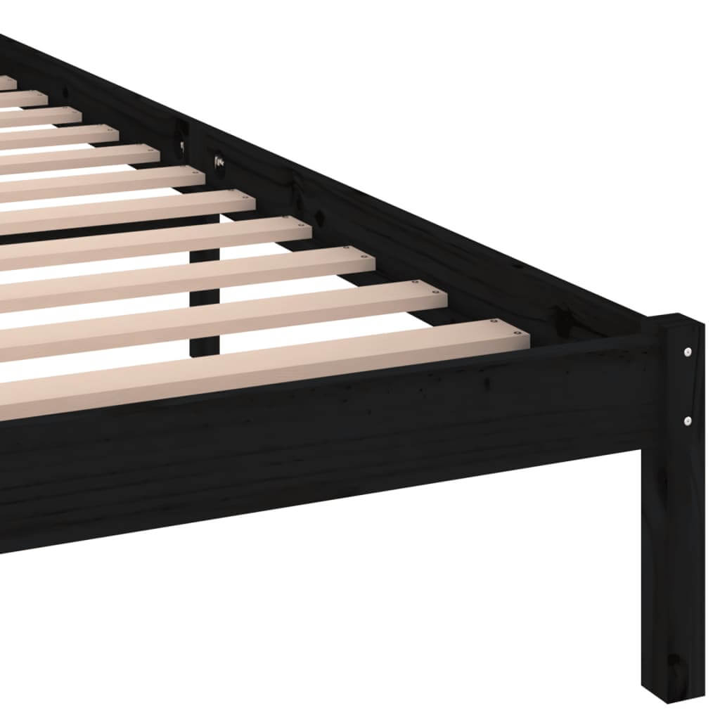 Bed Frame without Mattress Solid Wood Pine 140x200cm Black