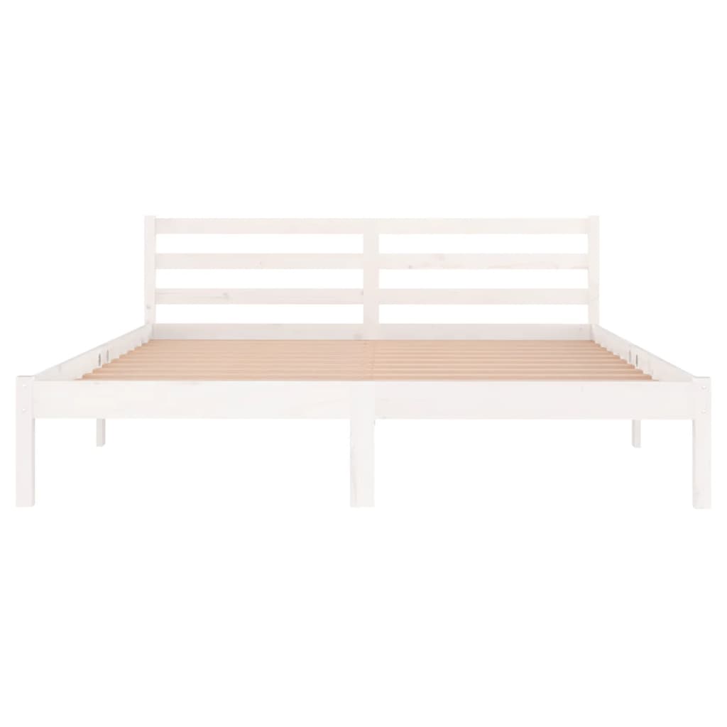 Bed Frame without Mattress Solid Wood Pine 160x200cm White