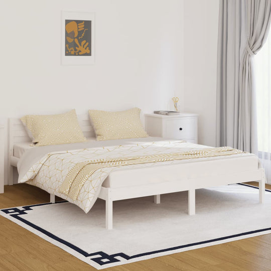 Bed Frame without Mattress Solid Wood Pine 160x200cm White