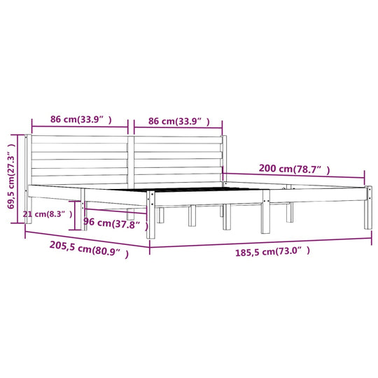 Bed Frame Solid Wood Pine 180x200 cm Super King Size , Furniture -> Beds & Accessories -> Beds & Bed Frames , Beds & Accessories -,Beds & Bed Frames,Furniture -,new-305021