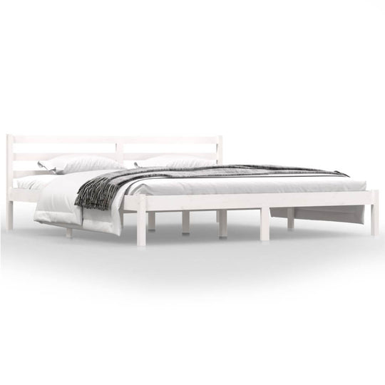 Bed Frame without Mattress 180x200cm  Super King Size in white, featuring a stylish and modern design.