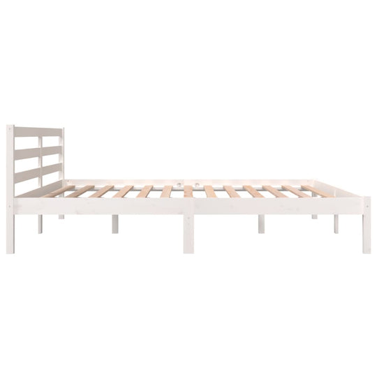 Bed Frame without Mattress 180x200cm  Super King Size featuring a white wooden structure and slatted base.