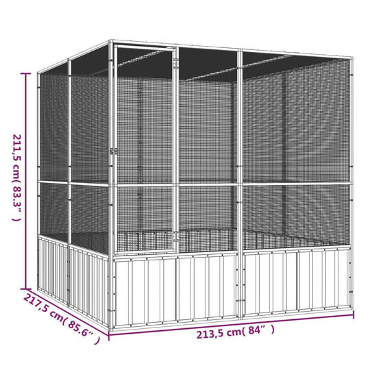 Bird cage dimensions 213.5x217.5x211.5 cm, galvanized steel, perfect for birds to fly and play safely.