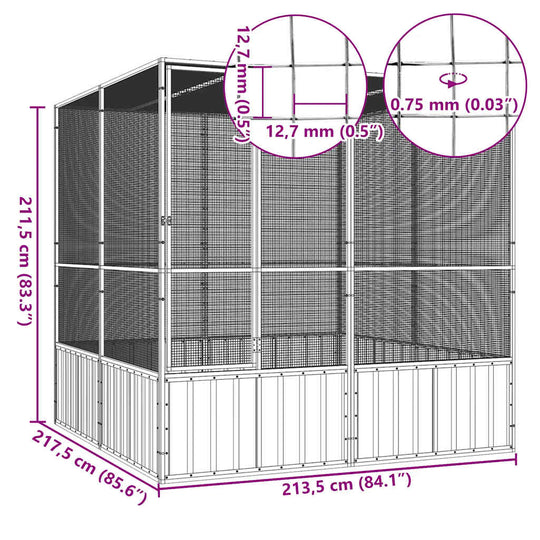 Bird Cage  213.5x217.5x211.5 cm Galvanised Steel