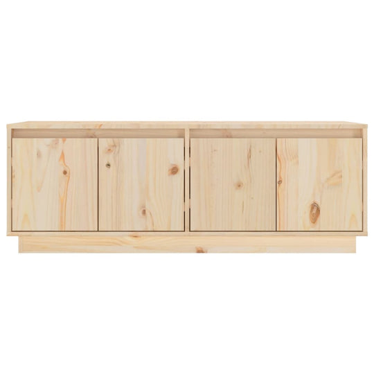 Solid wood pine TV cabinet with four storage doors, featuring a rustic design ideal for lounge and outdoor furniture.