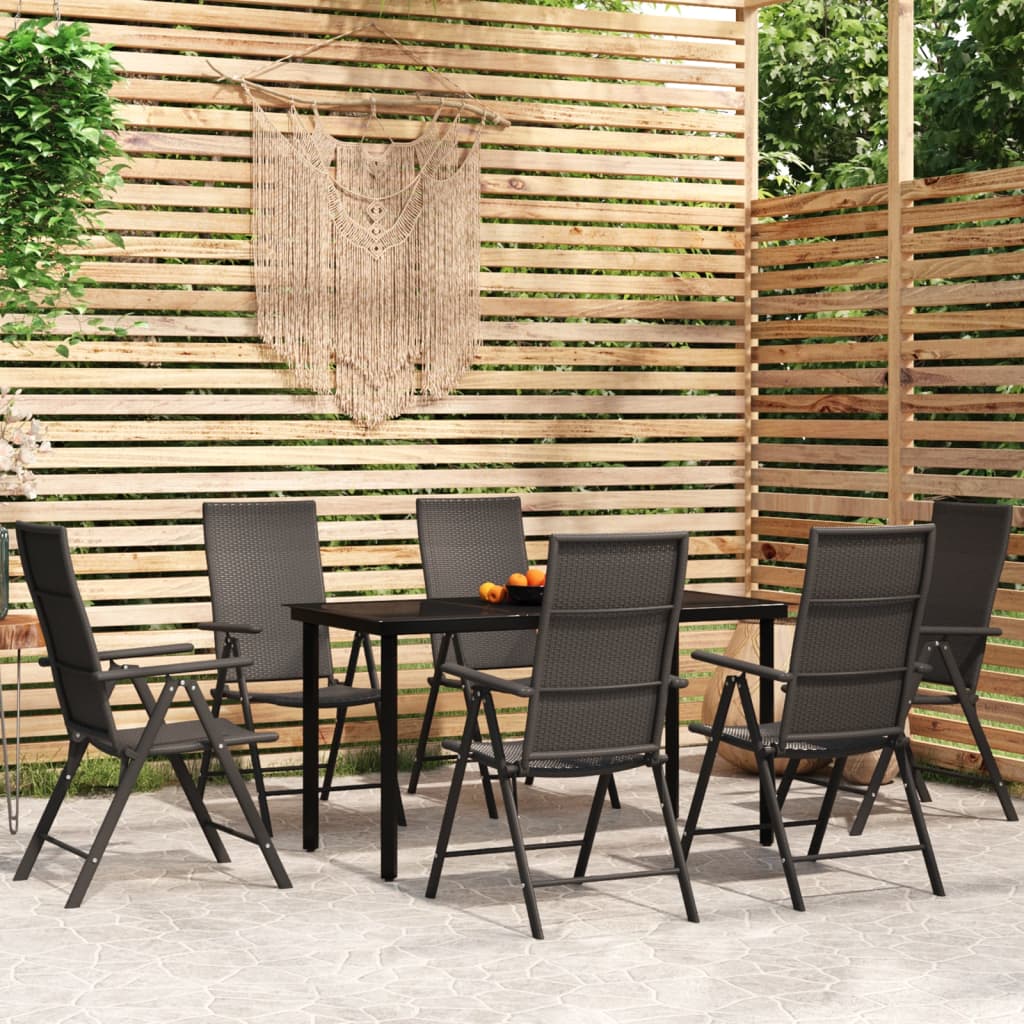 7 Piece Garden Dining Set , Furniture -> Outdoor Furniture -> Outdoor Furniture Sets , black,Chairs -,Decor -,Durable,eligant,Furniture -,Home & Garden -,Home Decor,Modern Design,new-305021,Outdoor Chairs,Outdoor Furniture -,Outdoor Furniture Sets,Outdoor