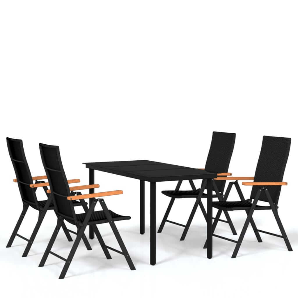 5 Piece Garden Dining Set with black chairs and table, perfect for outdoor dining and gatherings.