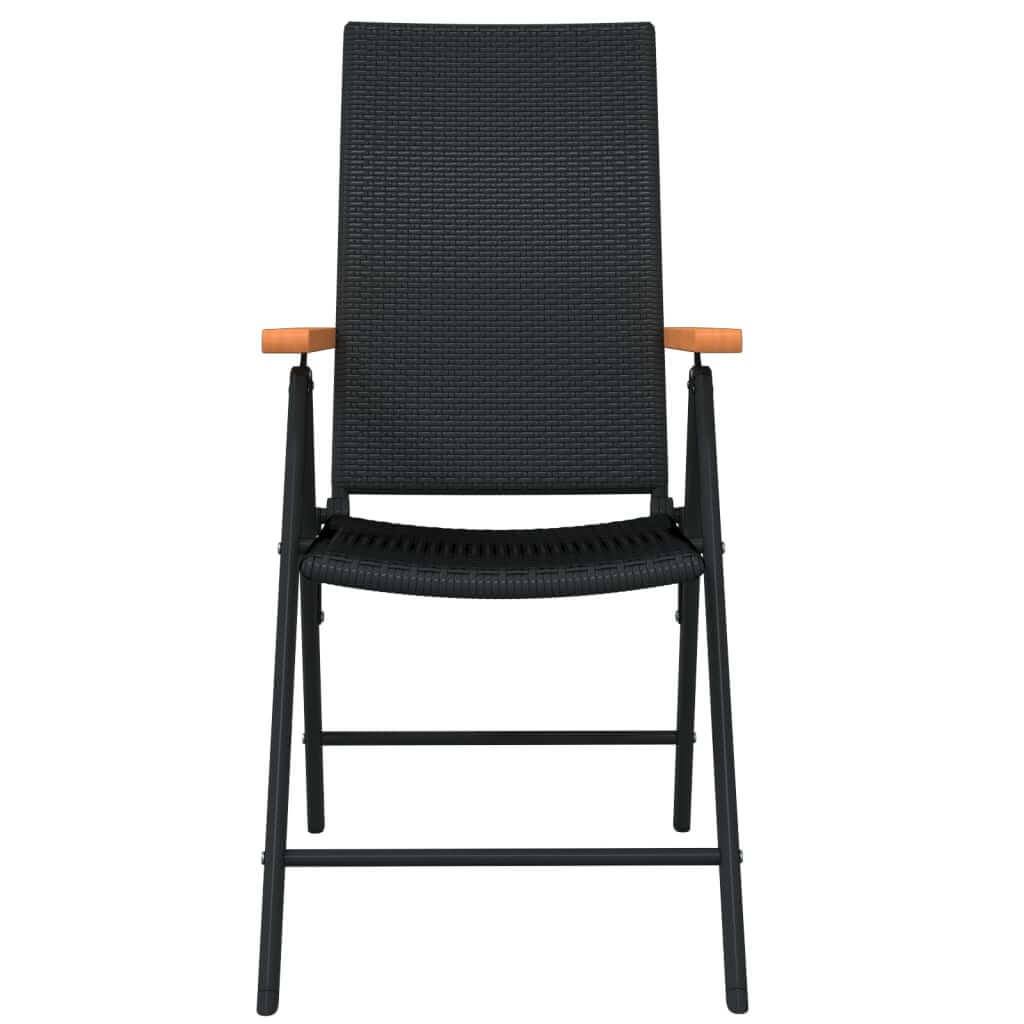 Stylish black patio chair with PE rattan design and sturdy powder-coated steel frame from 9 Piece Garden Dining Set.