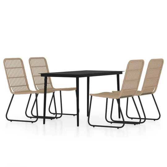5 Piece Garden Dining Set Oak featuring a modern table and four sturdy chairs, perfect for outdoor dining.