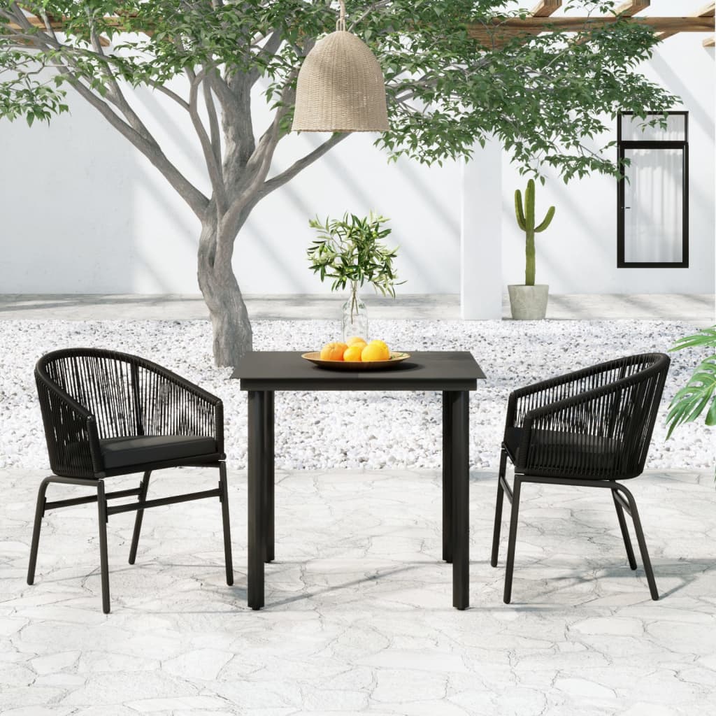 3 Piece Garden Dining Set , Furniture -> Outdoor Furniture -> Outdoor Furniture Sets , black,Chairs -,Decor -,Durable,eligant,Furniture -,Home & Garden -,Home Decor,Modern Design,new-305021,Outdoor Chairs,Outdoor Furniture -,Outdoor Furniture Sets,Outdoor