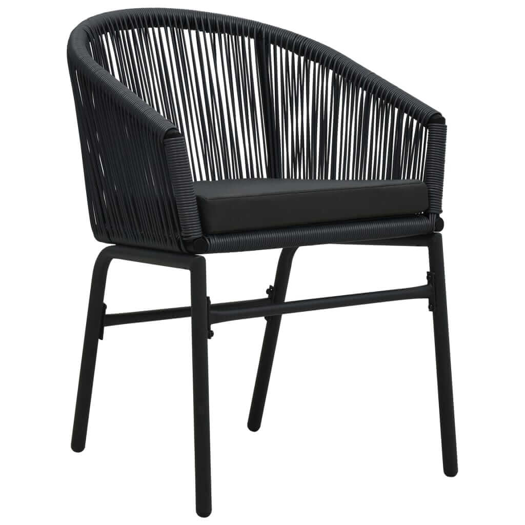 Comfortable black patio chair from the 5 Piece Garden Dining Set, featuring a stylish rattan design and sturdy frame.