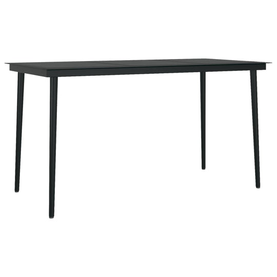 Sleek black rectangular outdoor table with sturdy legs, ideal for garden dining and gatherings.