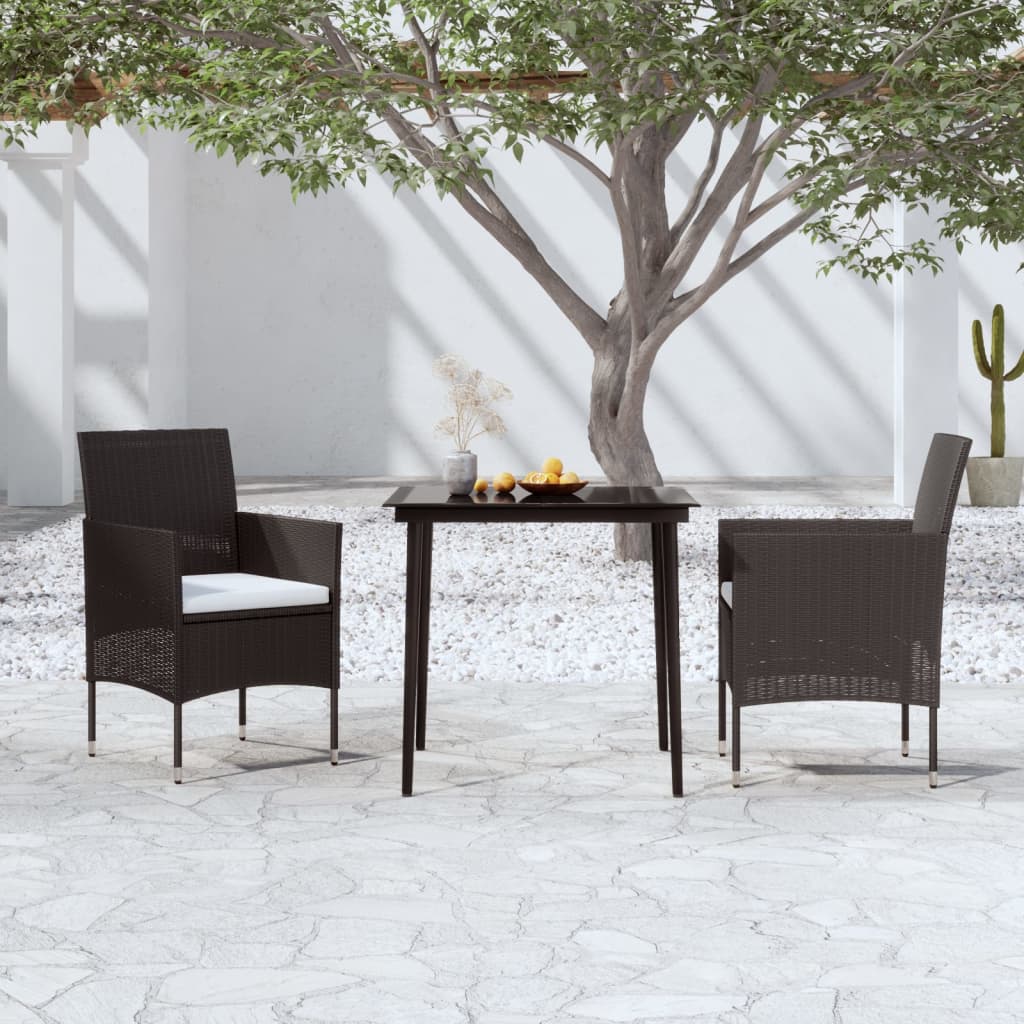 3 Piece Garden Dining Set with Cushions , Furniture -> Outdoor Furniture -> Outdoor Furniture Sets , black,Chairs -,Decor -,Durable,eligant,Furniture -,Home & Garden -,Home Decor,Modern Design,new-305021,Outdoor Chairs,Outdoor Furniture -,Outdoor Furnitur