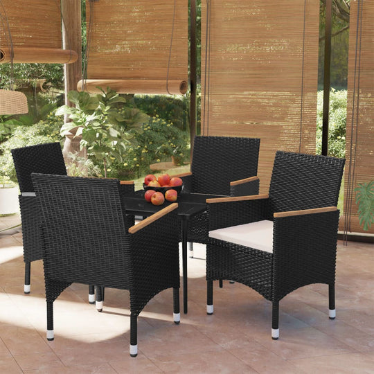 5 Piece Garden Dining Set with Cushions , Furniture -> Outdoor Furniture -> Outdoor Furniture Sets , black,Chairs -,Decor -,Durable,eligant,Furniture -,Home & Garden -,Home Decor,Modern Design,new-305021,Outdoor Chairs,Outdoor Furniture -,Outdoor Furnitur