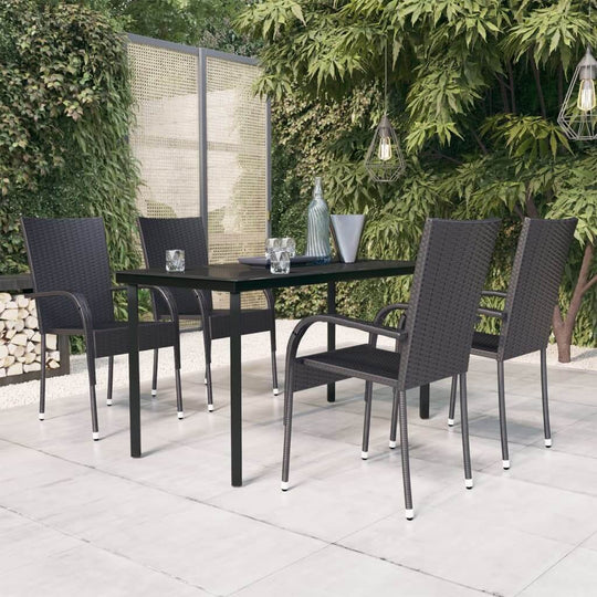 5 Piece Outdoor Dining Set Black