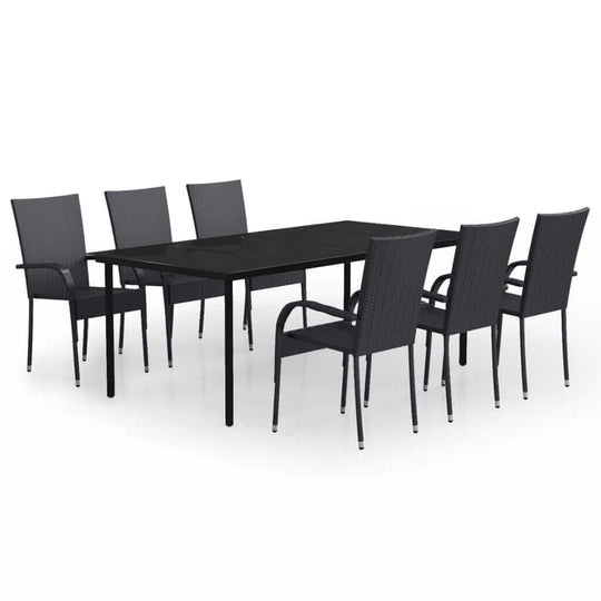7 Piece Garden Dining Set featuring a sturdy table and water-resistant chairs in stylish design for outdoor use.