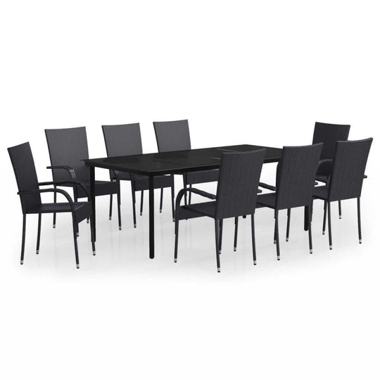 9 Piece Garden Dining Set featuring a sturdy table and comfortable chairs, ideal for outdoor dining.
