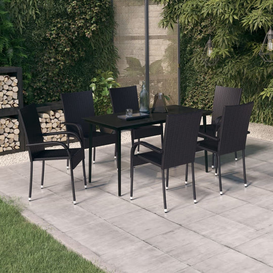 7 Piece Garden Dining Set , Furniture -> Outdoor Furniture -> Outdoor Furniture Sets , black,Chairs -,Decor -,Durable,eligant,Furniture -,Home & Garden -,Home Decor,Modern Design,new-305021,Outdoor Chairs,Outdoor Furniture -,Outdoor Furniture Sets,Outdoor