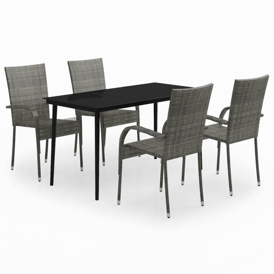 5 Piece Garden Dining Set and Black featuring a sturdy table and four comfortable chairs.