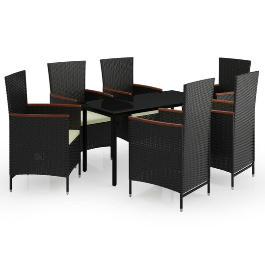 7 Piece Garden Dining Set with Cushions featuring stylish chairs and a sleek table for outdoor dining.