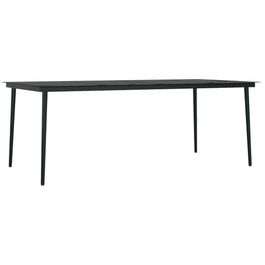 Stylish black dining table from the 7 Piece Garden Dining Set with Cushions, perfect for outdoor settings.
