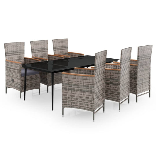 7 Piece Garden Dining Set with Cushions featuring sleek chairs and a stylish table for outdoor dining.