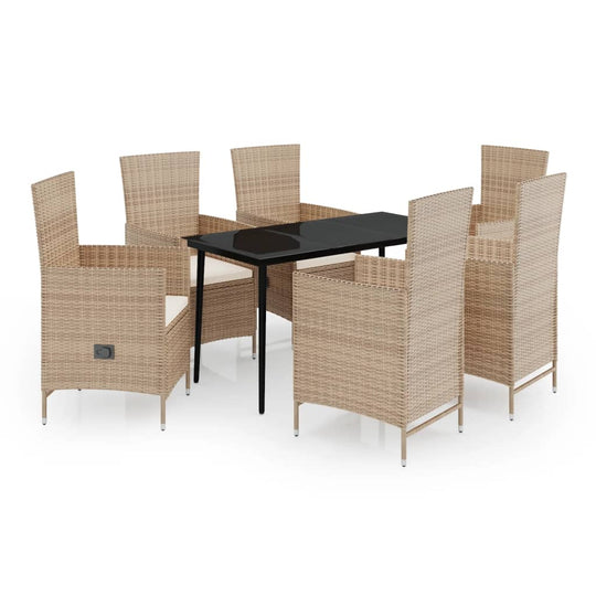 7 Piece Garden Dining Set with Cushions featuring sturdy chairs and table for outdoor dining.
