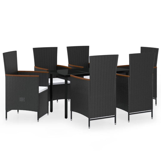 7 Piece Garden Dining Set with Cushions featuring adjustable chairs and sturdy table for outdoor dining.