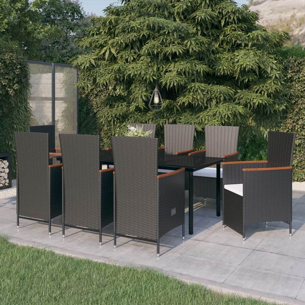 9 piece garden dining set with cushions, perfect for outdoor living spaces, featuring durable PE rattan and adjustable backrests.