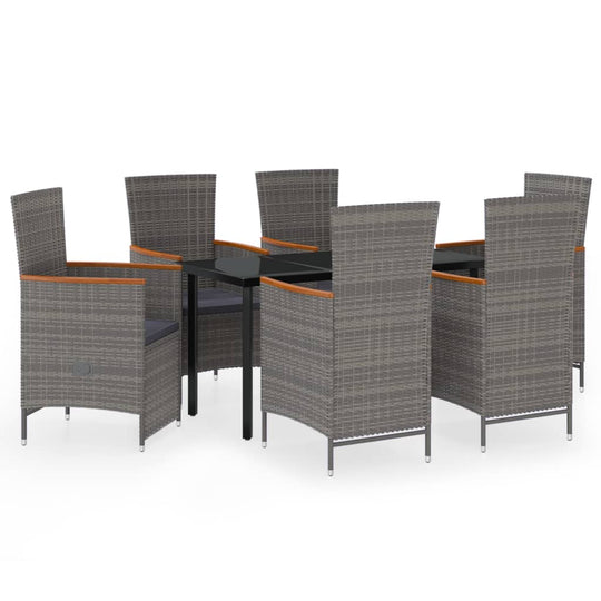 7 Piece Garden Dining Set with Cushions UAE - stylish outdoor dining set with adjustable chairs and glass table.