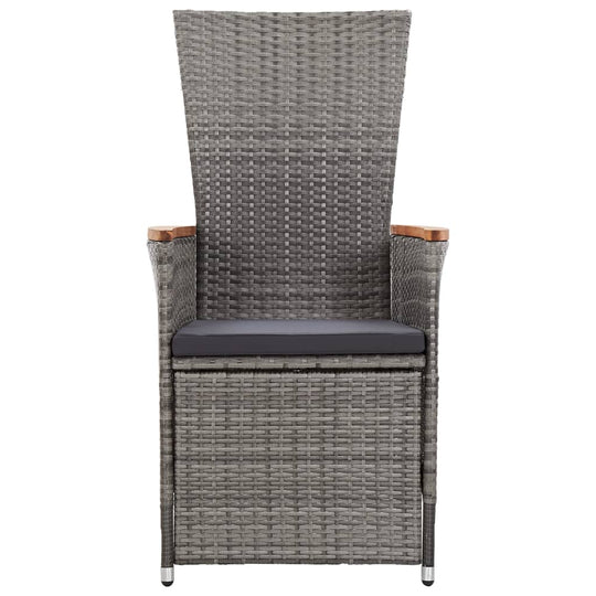 9 Piece Garden Dining Set with Cushions - Stylish grey rattan chair with sturdy frame and comfortable cushion.