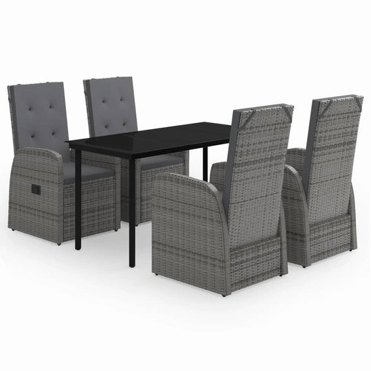 5 Piece Garden Dining Set with Cushions featuring a sleek table and comfortable chairs.