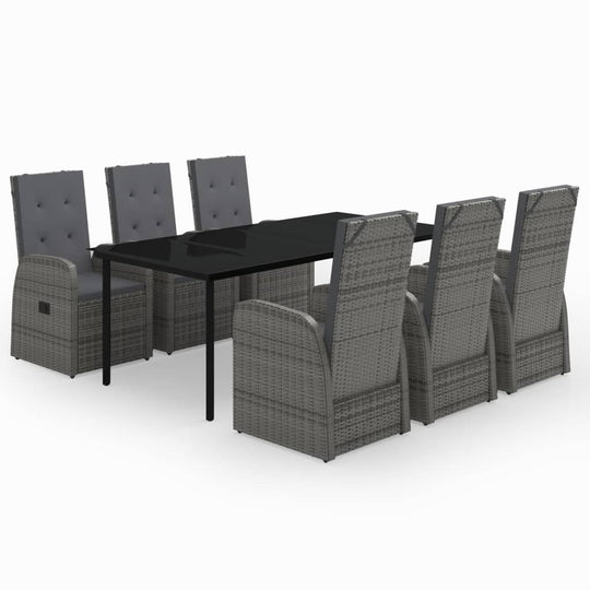 7 Piece Garden Dining Set with Cushions featuring stylish chairs and a sleek table ideal for outdoor dining.