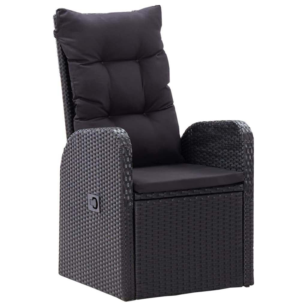 Stylish black recliner chair from the 9 Piece Garden Dining Set with Cushions, designed for outdoor comfort.