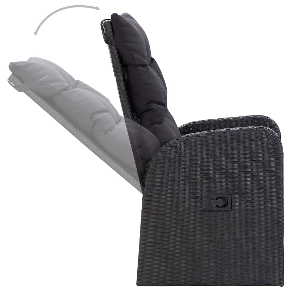 Reclining chair from the 9 Piece Garden Dining Set with Cushions, featuring water-resistant PE rattan and comfortable cushions.