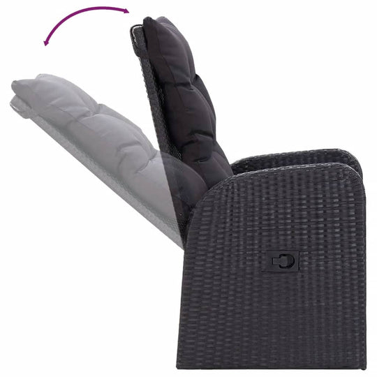 Adjustable backrest of a chair from the 7 Piece Garden Dining Set with Cushions, showcasing comfort and design.