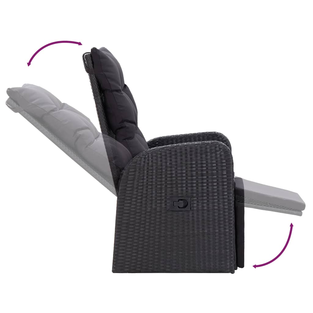 7 Piece Garden Dining Set with Cushions adjustable chair with cushion shown reclining position.