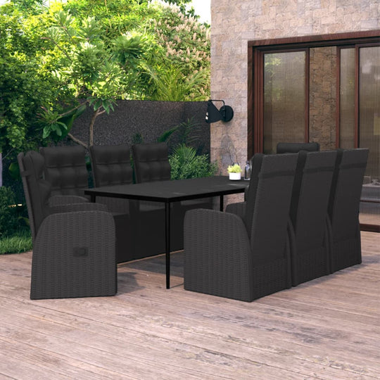 9 Piece Garden Dining Set with Cushions , Furniture -> Outdoor Furniture -> Outdoor Furniture Sets , black,Chairs -,Decor -,Durable,eligant,Furniture -,Home & Garden -,Home Decor,Modern Design,new-305021,Outdoor Chairs,Outdoor Furniture -,Outdoor Furnitur