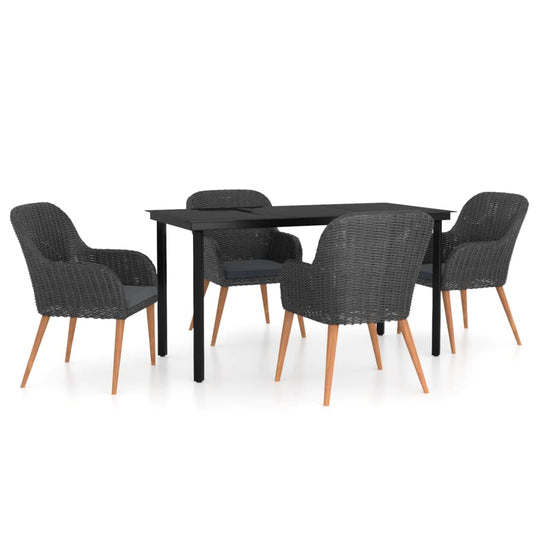 5 Piece Garden Dining Set with Cushions featuring stylish chairs and a table in a modern outdoor setting.