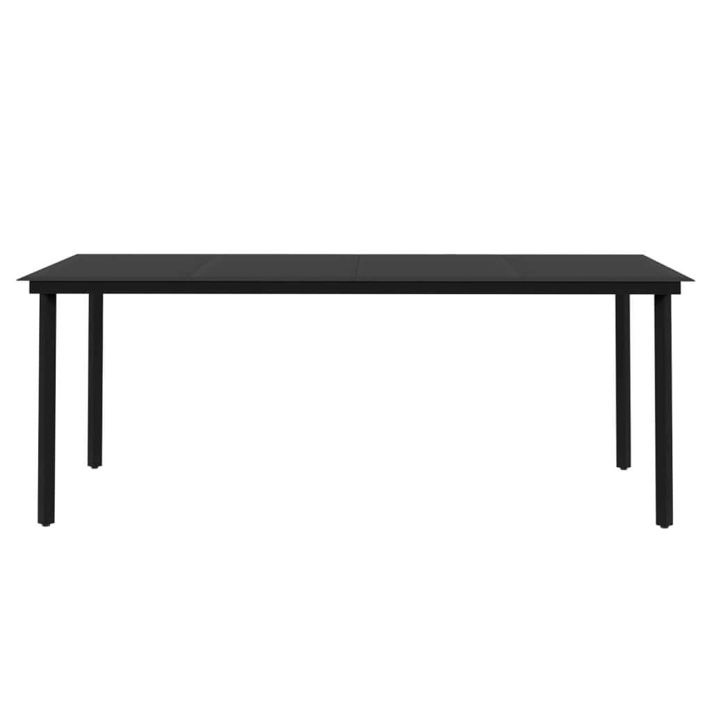 7 Piece Garden Dining Set with Cushions black table front view