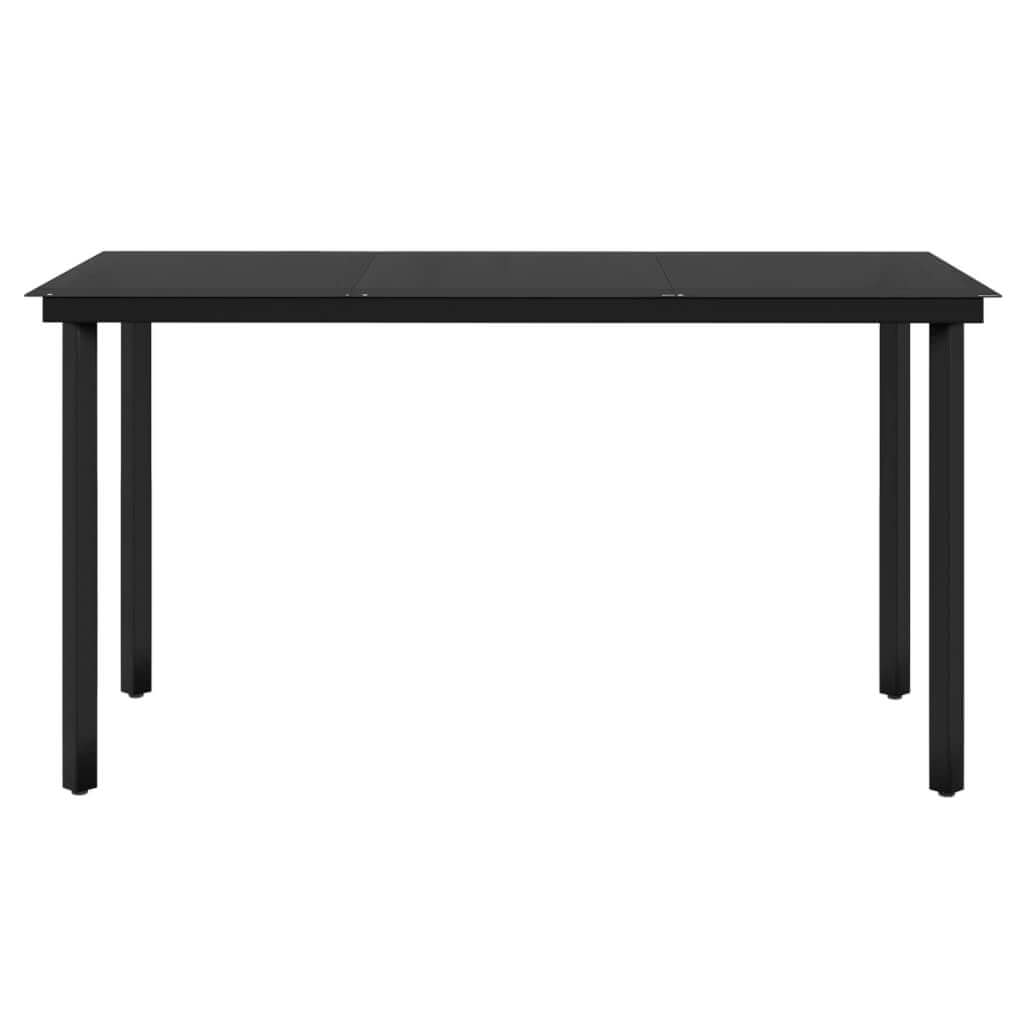 5 Piece Garden Dining Set with Cushions black metal table front view