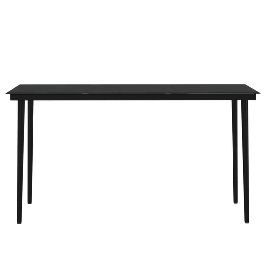 7 Piece Garden Dining Set with Cushions - modern black dining table with sleek design and sturdy legs.