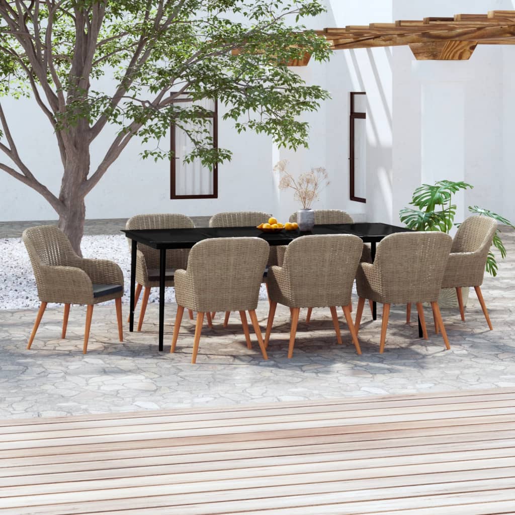 9 Piece Garden Dining Set with Cushions