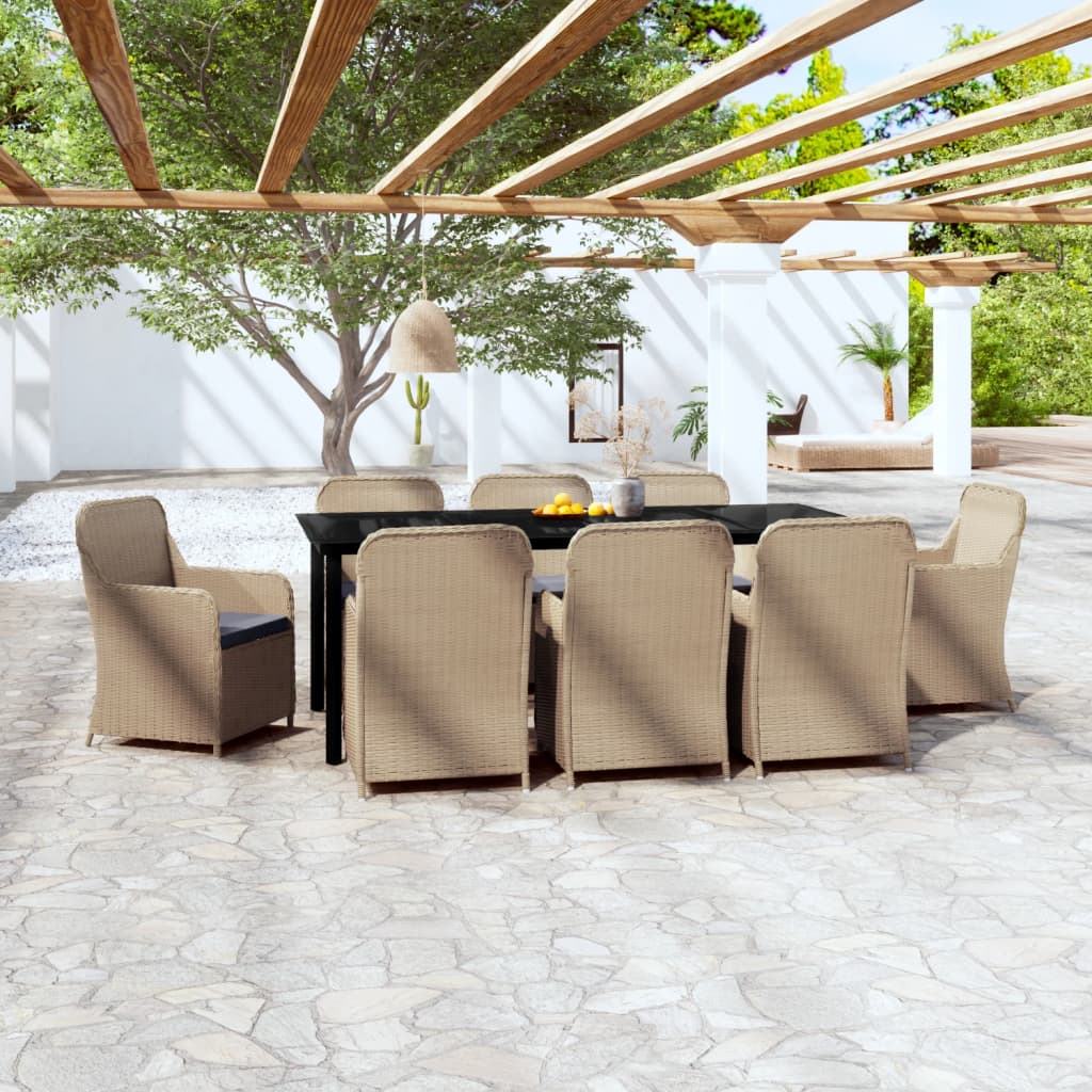 9 Piece Garden Dining Set with Cushions