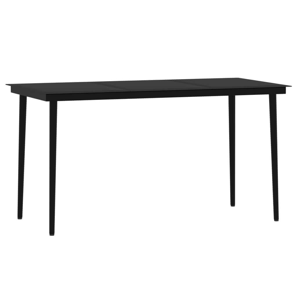 Black garden dining table with sleek design, ideal for outdoor meals and gatherings, showcasing durable and stylish furniture.