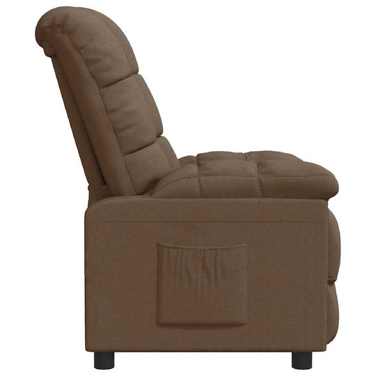 Recliner Chair  Fabric shown from the side, featuring a manual reclining design and thick padding for comfort.