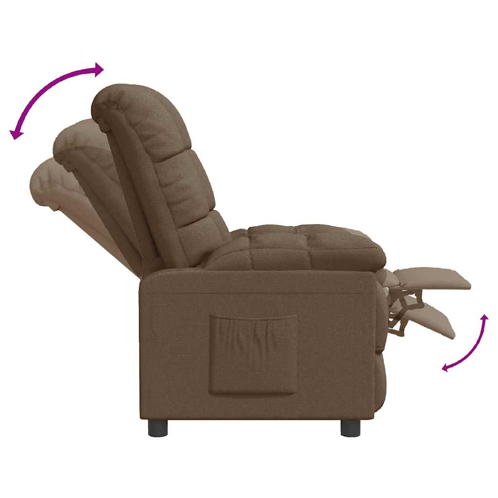 Recliner Chair  Fabric side view with manual reclining positions and padded comfort.